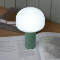 USB lamp with a white dome shade and green base.