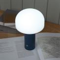 USB lamp with a white dome shade and blue base.