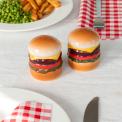 Burger‑shaped ceramic salt and pepper shakers