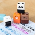 cube-shaped roller stamp with a cute animal face.