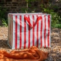 Blue red striped jumbo storage bag with handle