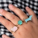 Glitter rings on dog card (set of 3)