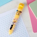 Cat-themed multi-colour ballpoint pen with six ink colours and a cat topper.