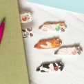 Cat-shaped index stickers featuring a cute cat laid down with a ball of yarn