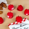 Set of six red apple-shaped bag clips
