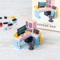 Pocket Blocks office desk building set with miniature computer, chair, shelving and accessories with retail box 