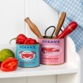 Ocean-themed decorative storage tins labelled "Ocean Crab" and "Lobster"