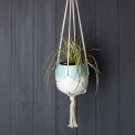 Large Aqua Marine Dipped Macrame Plant Pot