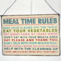 Meal Time Rules Hanging Metal Sign