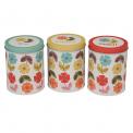 Mid Century Poppy Set Of 3 Tea Coffee Sugar Tins