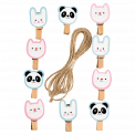 Miko And Friends Wooden Pegs (string Of 10)