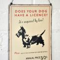 Vintage Dog Licence Metal Sign