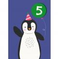 Penguin 5th Birthday Card