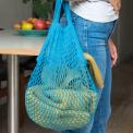 Petrol Blue French Style String Shopping Bag