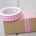 Pink Gingham Fabric Sticky Gift Tape