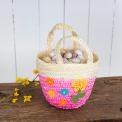 Pink Woven Flower Basket