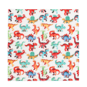 Pack of dinosaur-themed paper napkins featuring colorful cartoon dinosaurs on a white background.