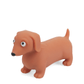 Squeezy squishy toy shaped like a brown sausage dog with floppy ears and a cute face.
