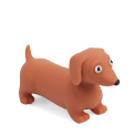 Squeezy squishy toy shaped like a brown sausage dog with floppy ears and a cute face.