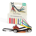 7-in-1 multi-coloured multi-tool with hex keys and screwdriver bits, shown with packaging.