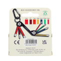 7-in-1 multi-coloured multi-tool with hex keys and screwdriver bits in packaging