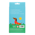 Back of Sausage dog crayons packaging showing safety warnings.