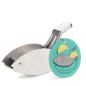 Fish‑shaped stainless steel manual lemon squeezer with tag