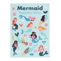 colourful mermaid temporary tattoos with seashells, starfish, and ocean icons print