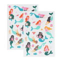 colourful mermaid temporary tattoos with seashells, starfish, and ocean icons 