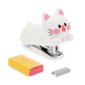 Kitten-shaped stapler with a small box of staples beside it