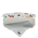 Glasses case with playful illustrated dogs and cleaning cloth