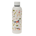 stainless‑steel water bottle decorated with colourful illustrations of playful dogs,