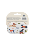 Back of Mini travel case with dogs design and packaging tag