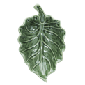 Green ceramic leaf-shaped trinket dish