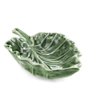 Green ceramic leaf-shaped trinket dish