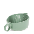 Green ceramic lemon squeezer with handle and spout