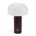 USB lamp with a white dome shade and brown base