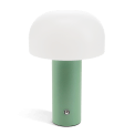 USB lamp with a white dome shade and green base.