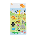 Sheet of colourful 3D puffy safari animal stickers featuring lions, giraffes, elephants, zebras, monkeys, crocodiles 
