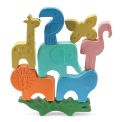 Colourful animal-shaped stacking chalks arranged in a balanced tower.
