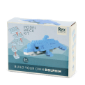 Build your own dolphin brick kit packaging.