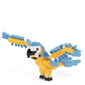 Completed macaw brick model.