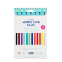 Back of modelling clay pack showing twelve coloured sticks and product details.