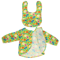 Floral bib and long‑sleeve vest set with front opening and matching pattern