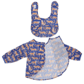Purple tiger‑print bib and long‑sleeve vest set with front opening.