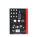 A6 Notebook with space‑themed diagrams, including moon phases, planets, and a rocket on the back cover.