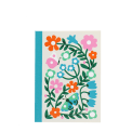 A6 Notebook with colourful illustrated flowers, leaves, and butterflies on a light background