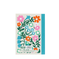 A6 Notebook with colourful illustrated flowers, leaves, and butterflies on a light background