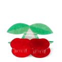 Hair claw clip featuring a sweet cherry design in red, green and white, with hints of marbling and translucence. 