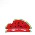 Hair claw clip featuring a fruity watermelon slice design, with hints of marbling and translucence. 